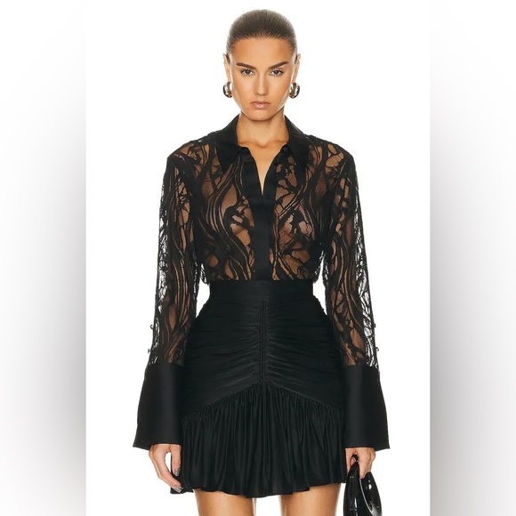 SIMKHAI Candela Long Sleeve Lace Shirt - Picture 1 of 4